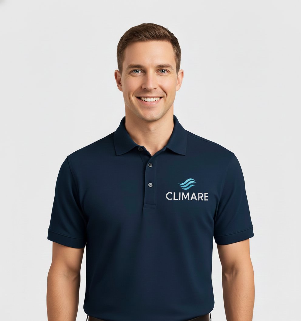 CLIMARE marine HVAC technician in branded uniform